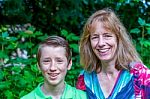 Portrait Of Dutch Mother And Son Outdoors Stock Photo