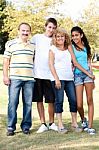 Portrait Of Smiling Caucasian Family Stock Photo