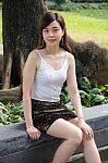 Portrait Of Thai Adult Sexy Women Office Beautiful Girl Relax And Smile Stock Photo