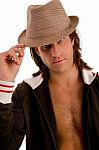 Portrait Of Young Man Wearing Hat Stock Photo