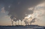 Power Plant Smoking In The Sky Stock Photo
