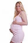 Pregnant Woman Holding Tummy Stock Photo