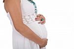 Pregnant Young Woman Isolated On A White Stock Photo