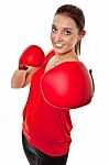 Pretty Girl Boxing Stock Photo