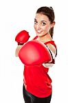 Pretty Girl Boxing Stock Photo