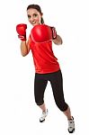 Pretty Girl Boxing Stock Photo