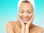 Pretty Spa Woman With Towel On Her Head Stock Photo