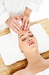 Pretty Woman Getting Head Massage Stock Photo
