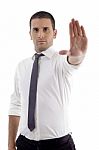 Professional Male Showing Stopping Gesture Stock Photo