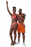 Professional Samba Dancers Posing Stock Photo