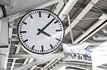 Public Clock At Metro Station Stock Photo