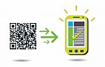 QR Code In Cellphone Stock Photo