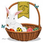Rabbit In The Basket Stock Photo