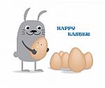 Rabbit With Egg , Happy Easter Stock Photo