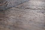 Raindrops On Wood Stock Photo