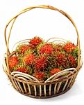 Rambutan In Basket Stock Photo