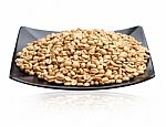 Raw Coffee Seeds On Dish Stock Photo