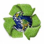 Recycle Logo Symbol From The Green Grass And Earth Stock Photo