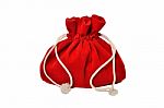Red Bag With Gifts From Santa Claus Stock Photo