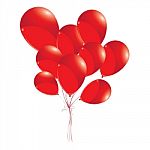 Red Balloons Isolated On White Background. Red Balloons For Holiday And Event Stock Photo