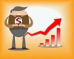 Red Chart With Business Man Stock Photo