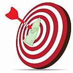 Red Dart Hitting Money On Target Stock Photo