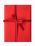 Red Gift Box With Red Ribbon Stock Photo