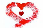Red Heart Painting On White Background Stock Photo