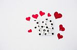 Red Hearts On Valentine's Day Stock Photo