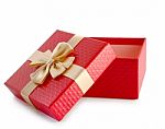 Red Open Empty Gift Box Clipping Path Stock Photo