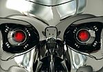 Red Robotic Eyeballs And Robot Skull In Metallic Surface, Cybernetic Technology Stock Photo