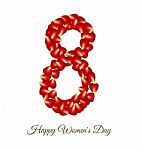 Red Rose Petals For International Women Day Card Stock Photo
