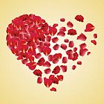 Red Rose Petals In Heart Shapes Stock Photo