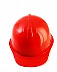 Red Safety Helmet On White Isolated Stock Photo
