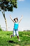 Rejoicing Young Girl Stock Photo
