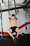 Ring Dip Crossfit Exercise Stock Photo