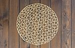 Round Rope Napkin Or Stand On A Wooden Rustic Table. To Create A Stock Photo