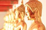 Row Of Golden Buddha Statue (selective Focused) Stock Photo
