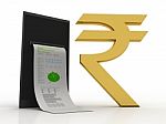 Rupee Currency With Mobile Phone . 3d Rendering Illustration Stock Photo