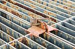 Rusty Key Lock Wire Mesh Stock Photo