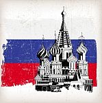Saint S Cathedral On Russian Flag Stock Photo