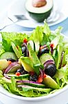 Salad With Avocado Stock Photo