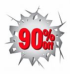 Sale 90% Percent On Hole Cracked White Wall Stock Photo