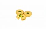Sandwich Cookies With Apple Flavoured Cream And Kiwi Apple Flavo Stock Photo