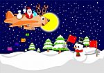 Santa And Reindeer Plane Stock Photo