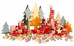 Santa Sleigh And Gifts Isolated On White Background Stock Photo