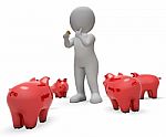 Save Savings Means Piggy Bank And Currency 3d Rendering Stock Photo