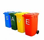 Save Wording On Recycle Bin Stock Photo