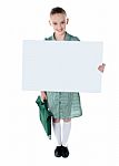 School Girl showing Blank Board Stock Photo