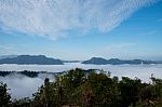 Sea Of Mist At Monk Poonsuda - Mae Moei Stock Photo